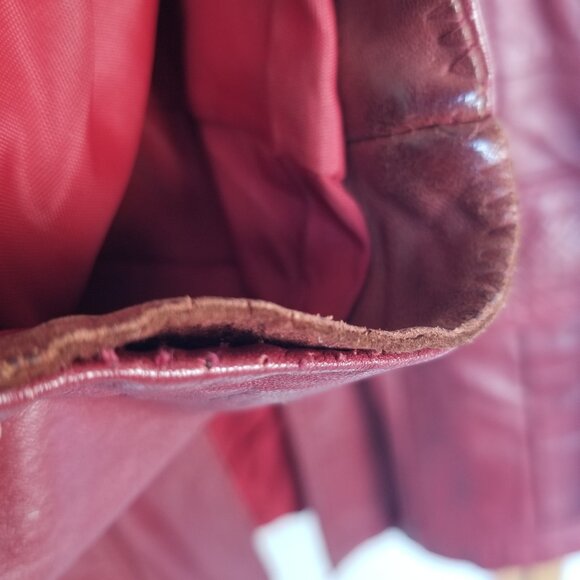 Men's VTG 70s Fight Club / Tyler Durden Style Red Leather Jacket Sz 42 1970s - Picture 7 of 14